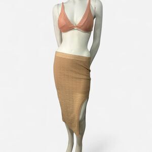 Tan knit midi skirt